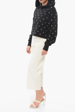 Felpa Hoodie Cropped Fit con Occhielli Metallici All-Over></noscript>Alaia Discount