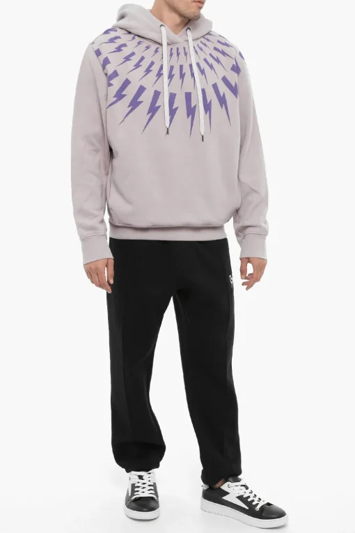 Outlet Felpa Hoodie FAIRISLE THUNDERBOLT in Cotone Felpato Uomo Felpe