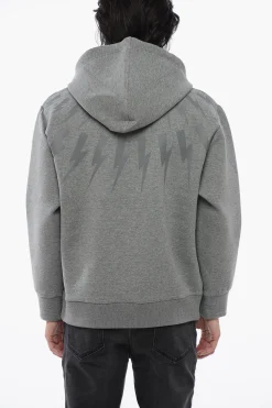 Felpa Hoodie FAIRISLE THUNDERBOLT in Neoprene di Cotone>Neil Barrett Discount