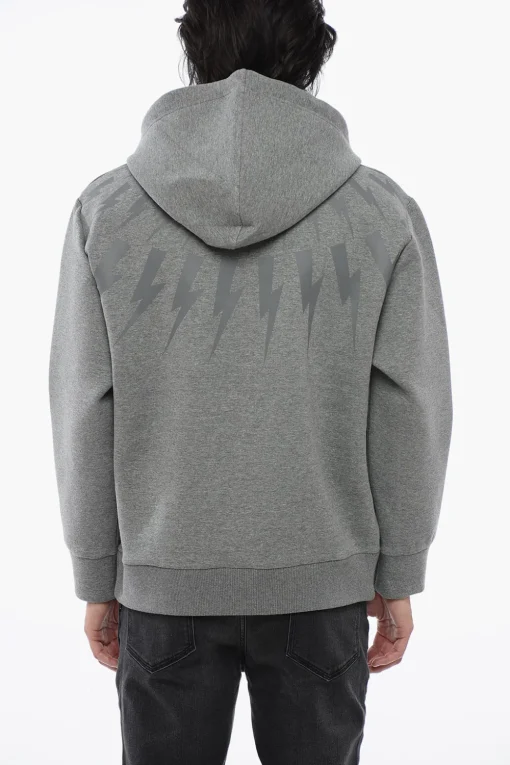 Felpa Hoodie FAIRISLE THUNDERBOLT in Neoprene di Cotone>Neil Barrett Discount