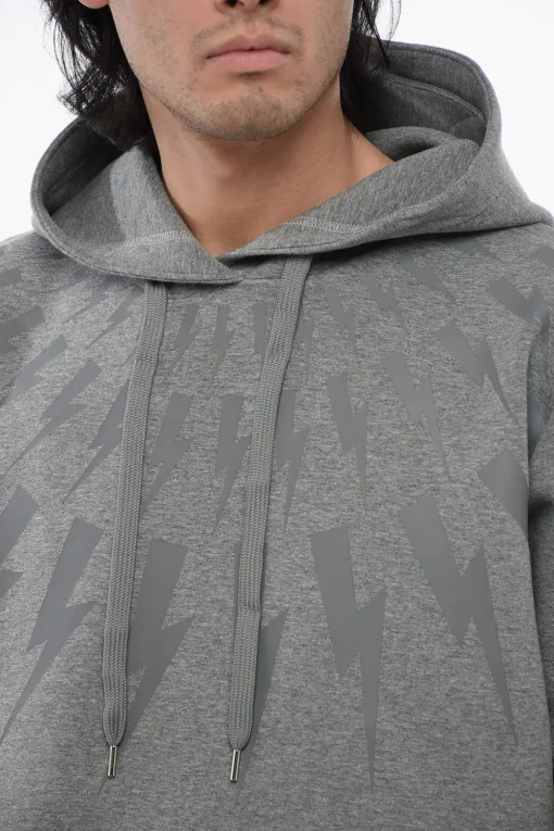 Felpa Hoodie FAIRISLE THUNDERBOLT in Neoprene di Cotone>Neil Barrett Discount