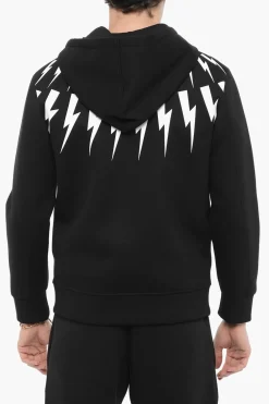 Felpa Hoodie FAIRISLE THUNDELBOLT in Neoprene Slim Fit>Neil Barrett New