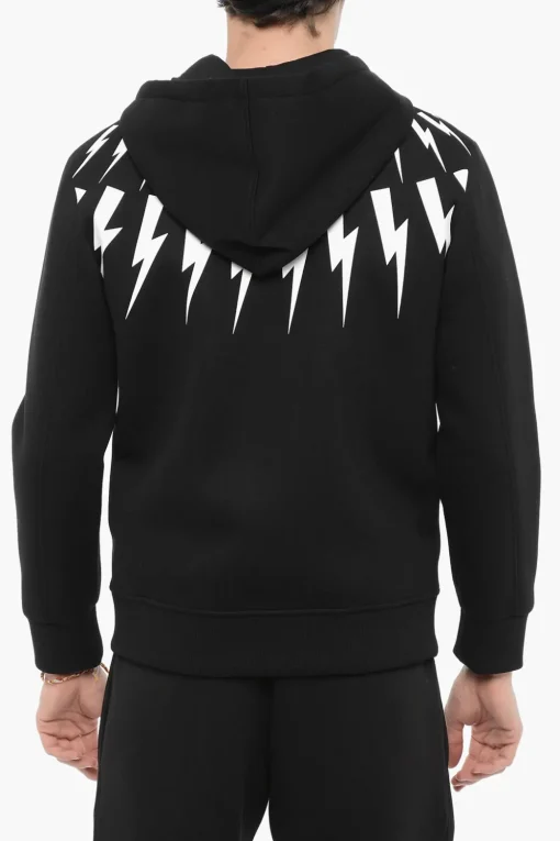 Felpa Hoodie FAIRISLE THUNDELBOLT in Neoprene Slim Fit>Neil Barrett New
