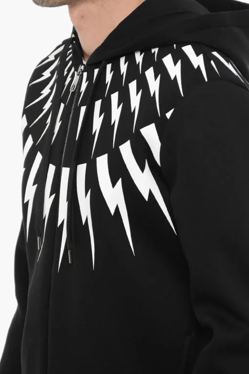 Felpa Hoodie FAIRISLE THUNDELBOLT in Neoprene Slim Fit>Neil Barrett New