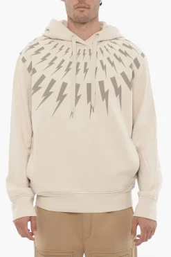 Felpa Hoodie FAIRISLE THUNDERBOLT in Cotone Felpato>Neil Barrett Clearance