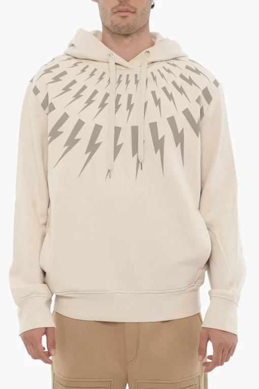 Felpa Hoodie FAIRISLE THUNDERBOLT in Cotone Felpato>Neil Barrett Clearance