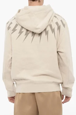 Felpa Hoodie FAIRISLE THUNDERBOLT in Cotone Felpato>Neil Barrett Clearance