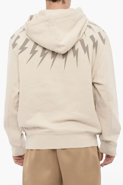 Felpa Hoodie FAIRISLE THUNDERBOLT in Cotone Felpato>Neil Barrett Clearance