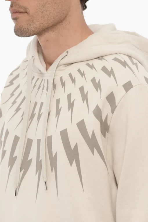 Felpa Hoodie FAIRISLE THUNDERBOLT in Cotone Felpato>Neil Barrett Clearance