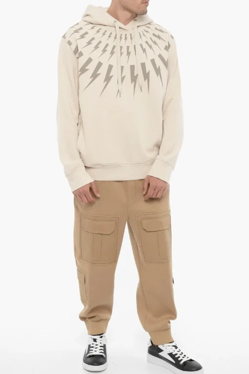 Felpa Hoodie FAIRISLE THUNDERBOLT in Cotone Felpato>Neil Barrett Clearance