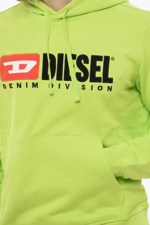 Felpa Hoodie Garzata con Logo Ricamato>Diesel Discount