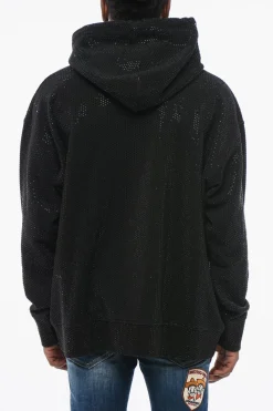 Fashion Felpa Hoodie IBRA con Cristalli All-Over Uomo Felpe