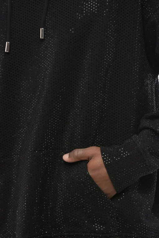 Fashion Felpa Hoodie IBRA con Cristalli All-Over Uomo Felpe