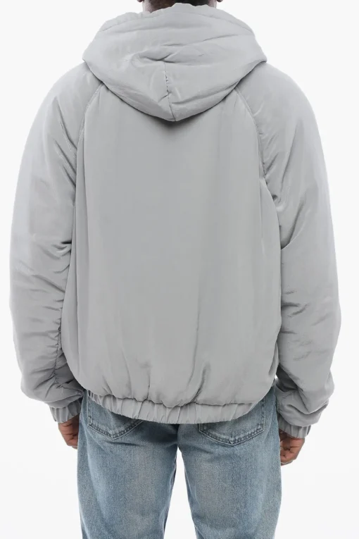 Clearance Felpa Hoodie Imbottita in Seta con Zip Frontale Uomo Felpe