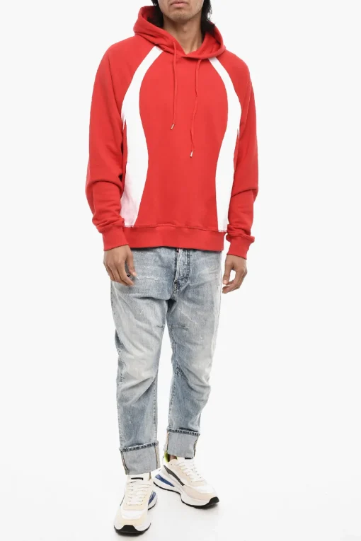 Fashion Felpa Hoodie in Cotone Bicolore Uomo Felpe