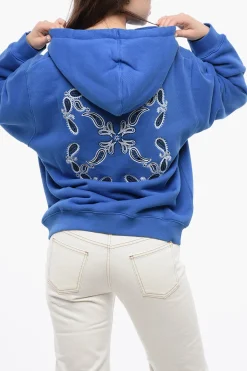 Felpa Hoodie in Cotone con Motivo Bandana sul Retro>Off-White Discount