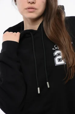 Felpa Hoodie in Cotone con Ricamo a Contrasto></noscript>Off-White Clearance