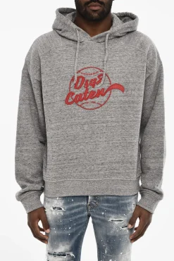 Best Felpa Hoodie in Cotone con Logo in Rilievo Uomo Felpe