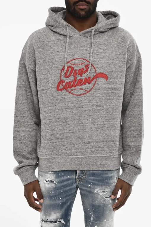 Best Felpa Hoodie in Cotone con Logo in Rilievo Uomo Felpe