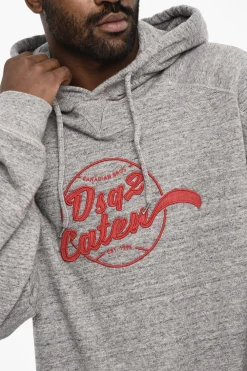 Best Felpa Hoodie in Cotone con Logo in Rilievo Uomo Felpe