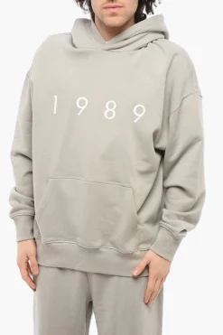 New Felpa Hoodie in Cotone con Logo In Rilievo Uomo Felpe