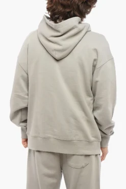 New Felpa Hoodie in Cotone con Logo In Rilievo Uomo Felpe
