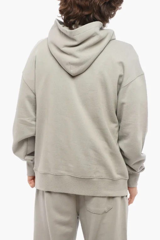 New Felpa Hoodie in Cotone con Logo In Rilievo Uomo Felpe