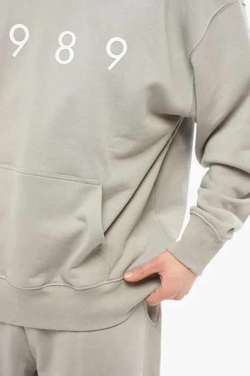 New Felpa Hoodie in Cotone con Logo In Rilievo Uomo Felpe