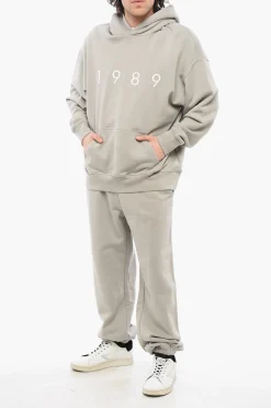 New Felpa Hoodie in Cotone con Logo In Rilievo Uomo Felpe