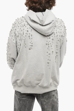 Online Felpa Hoodie in Cotone con Gioielli All-Over Uomo Felpe