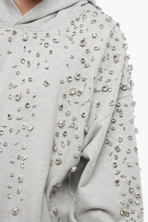 Online Felpa Hoodie in Cotone con Gioielli All-Over Uomo Felpe