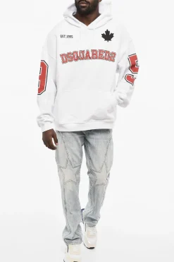 Discount Felpa Hoodie in Cotone Con Tasca Patch Uomo Felpe