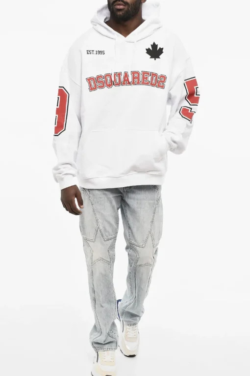 Discount Felpa Hoodie in Cotone Con Tasca Patch Uomo Felpe