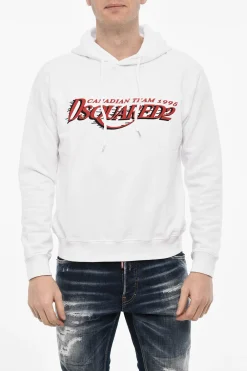Felpa Hoodie In Cotone con Stampa Logo>Dsquared2 Outlet