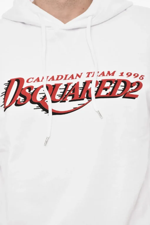 Felpa Hoodie In Cotone con Stampa Logo>Dsquared2 Outlet