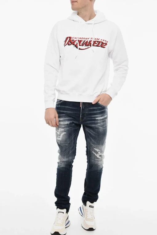 Felpa Hoodie In Cotone con Stampa Logo>Dsquared2 Outlet