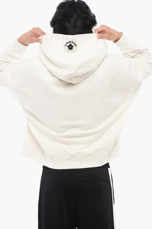 Felpa Hoodie in Cotone con Tasca a Toppa e Spilla>A Paper Kid Sale