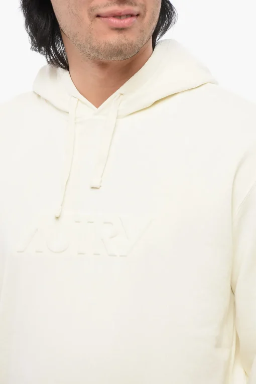 Felpa Hoodie in Cotone con Logo in Rilievo>Autry Fashion
