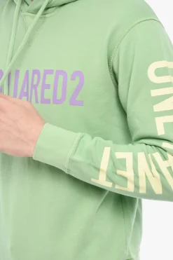 Felpa Hoodie in Cotone con Stampe></noscript>Dsquared2 Fashion