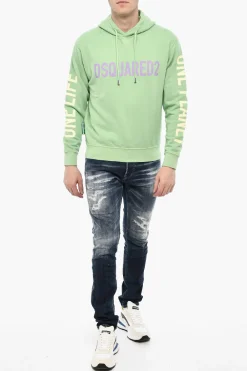 Felpa Hoodie in Cotone con Stampe></noscript>Dsquared2 Fashion