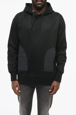 Best Felpa Hoodie in Cotone con Dettagli in Nylon Trapuntato Uomo Felpe