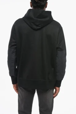 Best Felpa Hoodie in Cotone con Dettagli in Nylon Trapuntato Uomo Felpe