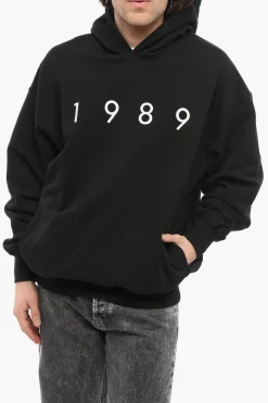 Online Felpa Hoodie In Cotone con Logo Frontale in Rilievo Uomo Felpe