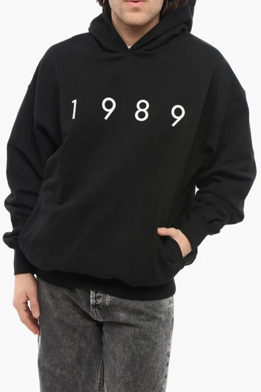 Online Felpa Hoodie In Cotone con Logo Frontale in Rilievo Uomo Felpe