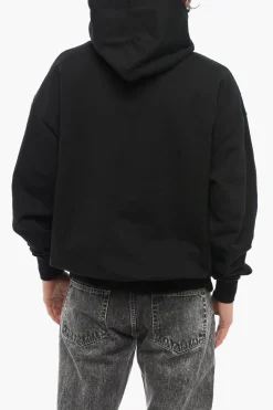 Online Felpa Hoodie In Cotone con Logo Frontale in Rilievo Uomo Felpe