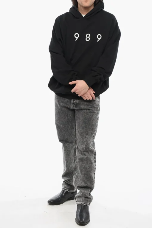 Online Felpa Hoodie In Cotone con Logo Frontale in Rilievo Uomo Felpe