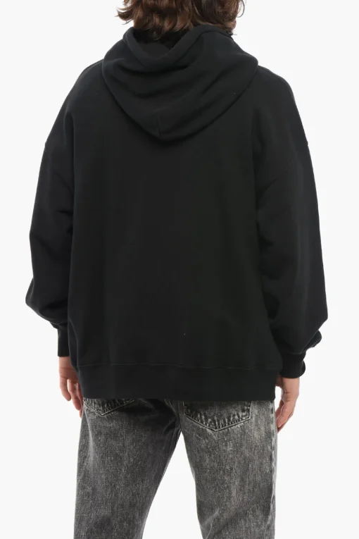 Hot Felpa Hoodie In Cotone con Logo Frontale in Rilievo Uomo Felpe