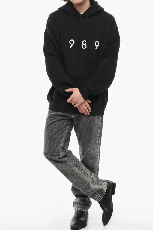 Hot Felpa Hoodie In Cotone con Logo Frontale in Rilievo Uomo Felpe