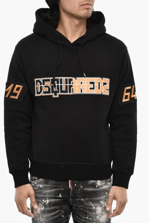 Felpa Hoodie in Cotone con Logo in Rilievo>Dsquared2 Hot