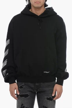 Clearance Felpa Hoodie in Cotone con Tasca a Toppa Uomo Felpe